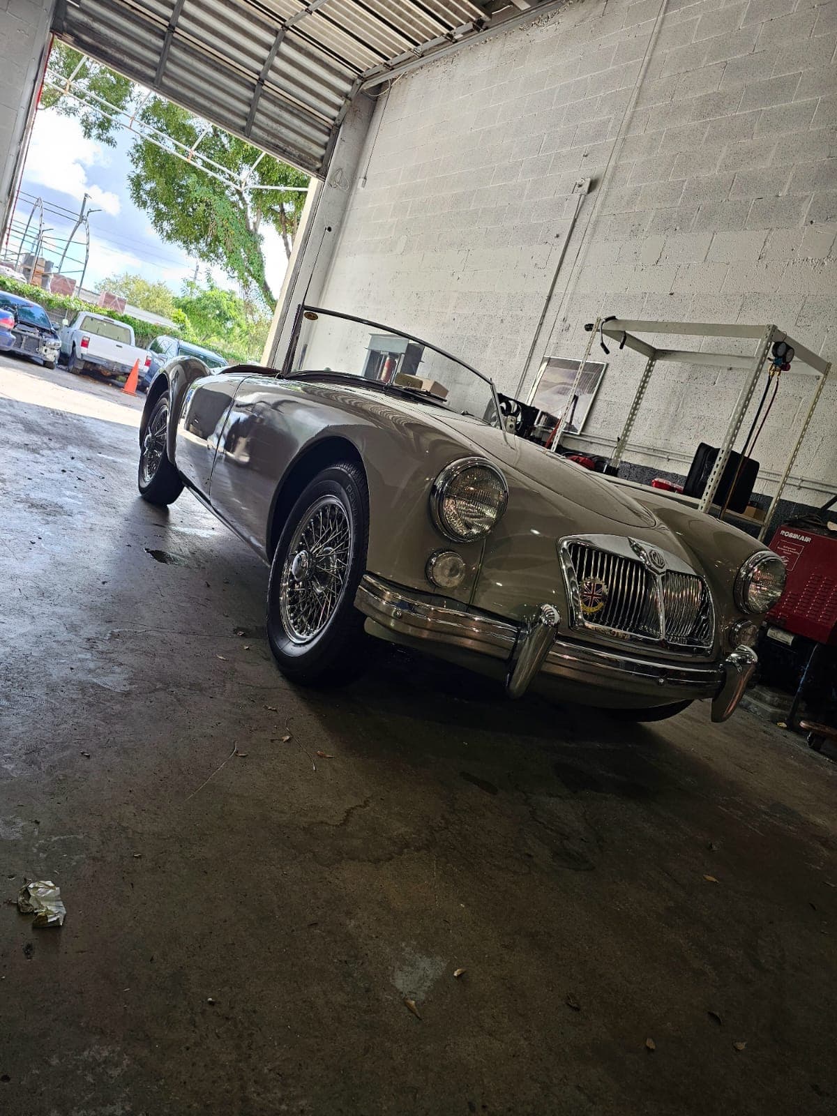 Classic MG convertible being serviced at DS Proformance workshop Classic MG convertible being serviced at DS Proformance workshop