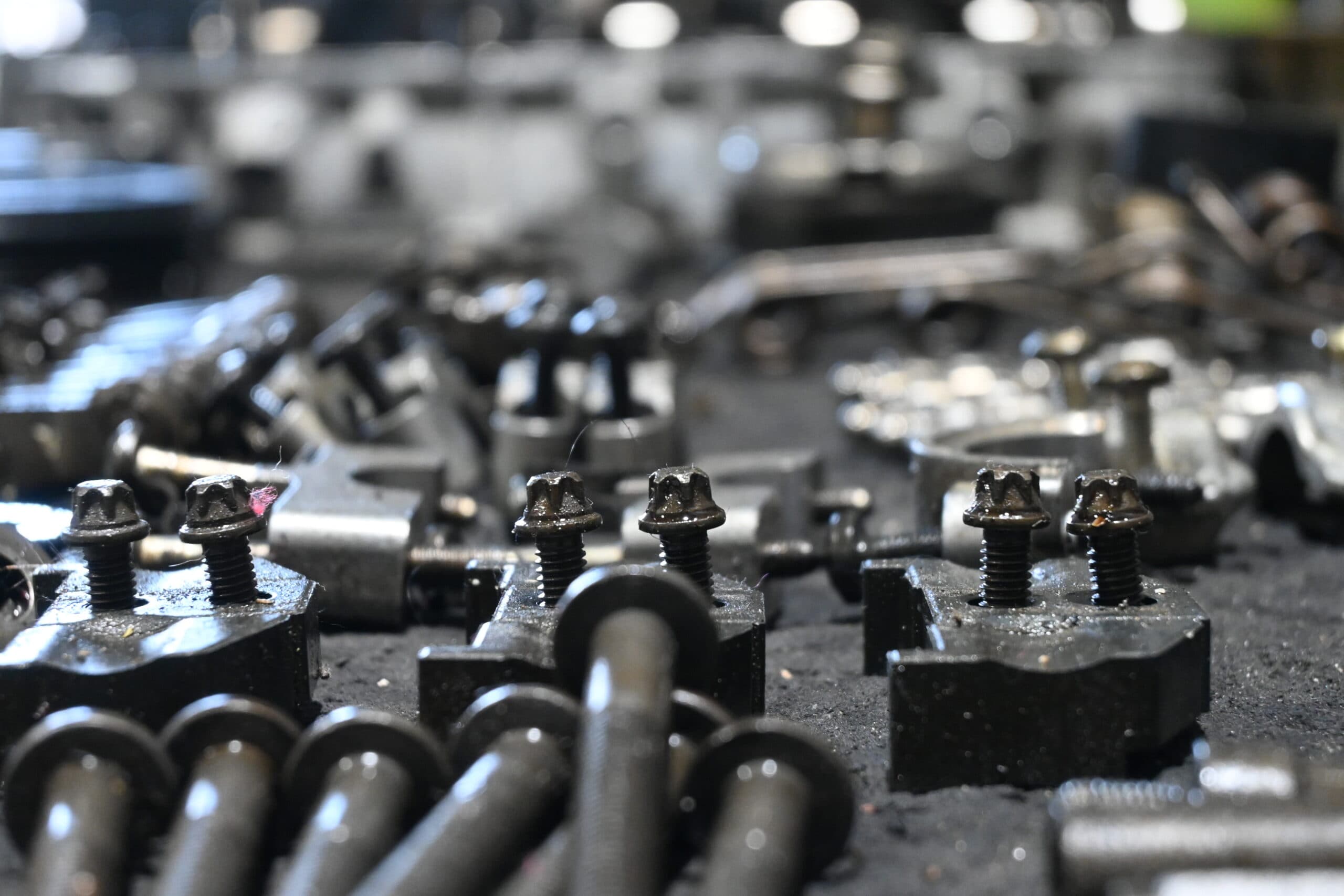 Close-up of engine bolts and precision work at DS Proformance Close-up of engine bolts and precision work at DS Proformance