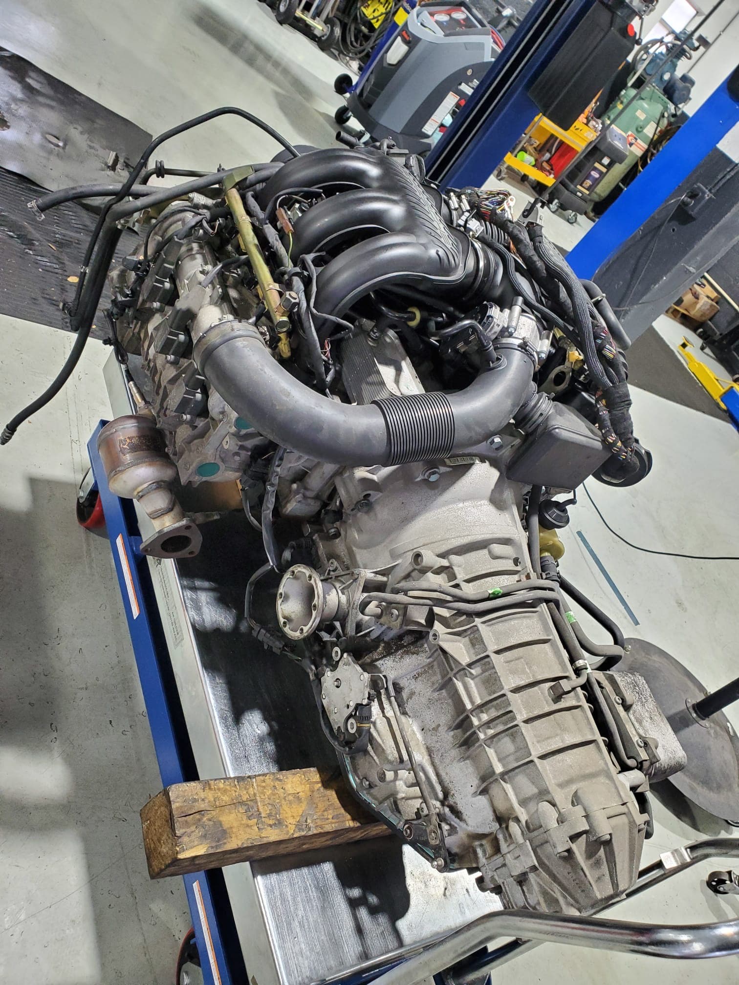 Engine transmission assembly at DS Proformance auto repair shop Engine transmission assembly at DS Proformance auto repair shop